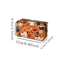 Fun Halloween Pattern Multi-Function Storage Bag, Portable Storage Pouch, Student Desk Stationery Pencil Case, Holiday Gift - Orange - View 2