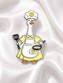 Funny Chef Duck Brooch, Fried Egg Hat Cartoon Duck Brooch, Canvas Bag Jacket Accessory, Gift For Fashion Lovers - A - View 1