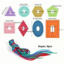 8-Piece Wooden Beading Set - Early Education Tool, Various Shaped Beads, Suitable For Early Education Teaching. Ideal Gift For Birthdays, Halloween, And Christmas. - Multicolor - View 2