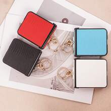 CHOKBODY Fashionable Luxurious Minimalist Lizard Pattern Faux Leather, With Hinge Protection, With Artificial Diamond Plated Ring Buckle Folding Phone Case, Compatible With Samsung Galaxy Z Flip 8, 7, 7FE, 6 Folding Phone Protective Cover - White - View 7