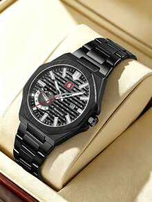 Never-Stop Men's Quartz Watch Octagonal Vertical Stripe Calendar Small Dial Metal Steel Band Business Men's Watch Multi-Color Suitable For Daily Wear And Various Holiday Gifts - one-size - View 14