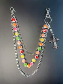 1pc Men's Mixed Color Punk Style Chain Waist Chain, Hip Hop Ins Minimalist Waist Chain, Suitable For Decorating Keychain Wallet Bag Buckle, Random Number Sequence Shipment - Multicolor - View 10