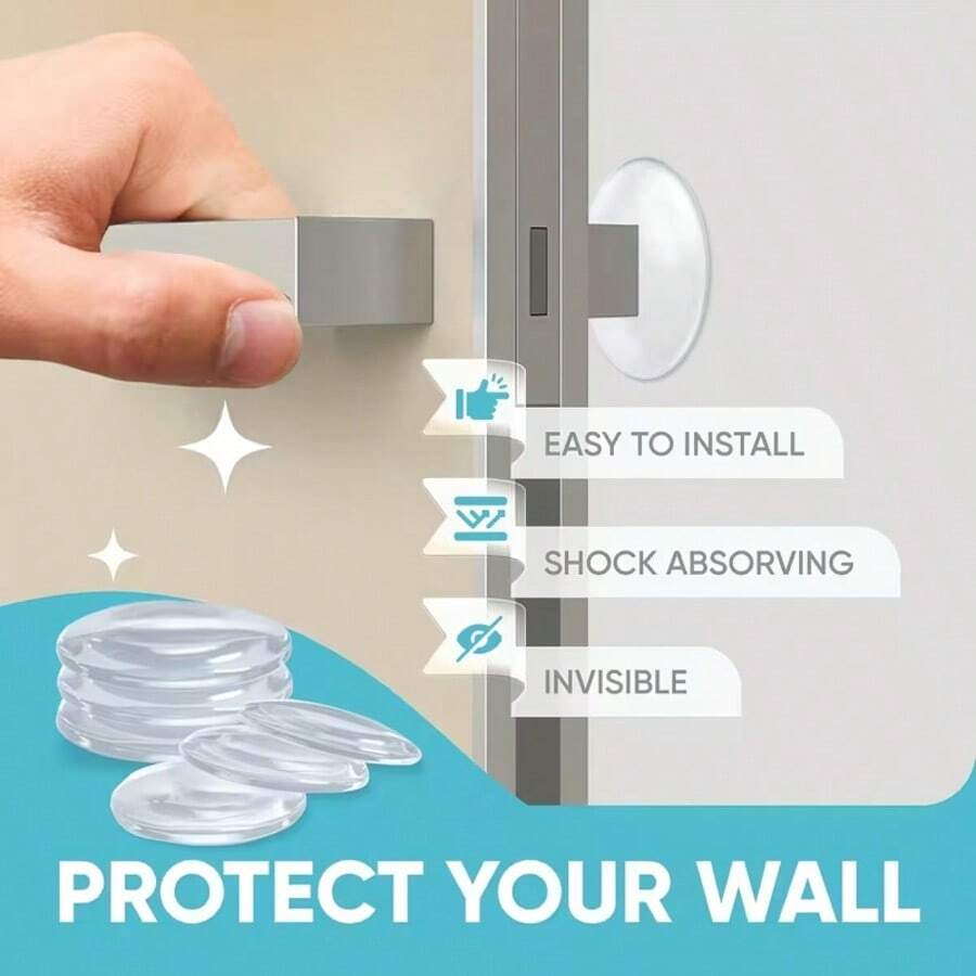 3pcs Transparent Self-Adhesive Door Bumpers, Shock Absorbing, Wall Protection, Noise Reduction, Easy Installation, Suitable For Home And Office Use, Reusable Plastic Fabric Design