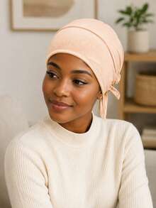 Adjustable Tie Hijab Undercap, Soft Stretch Inner Turban For Daily Prayer & Chemo Head Cover, Simple Birthday Holiday Gift For Women - A - View 5