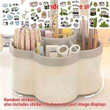 1pc 360° Rotating Desktop Organizer, 6 Compartments, PP Material, Large Capacity Pen Holder, Suitable For Students And Children, Can Hold Makeup Brushes, Pens And Desktop Accessories, Minimalist Design, Suitable For Office, Bathroom, Vanity - Multi-color - View 12