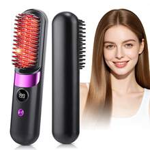Hailicare Women's Wireless Straightening Brush, Rechargeable Portable Heated Styling Brush With Digital Temperature Display, Mini Travel Size Hot Hair Brush, Suitable For Carrying, Home Use And Daily Quick Styling, Gift Choice - Black - View 1