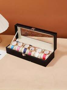 1/2/3 6/10/12 Slots Watch Box With Lock, Glasses & Jewelry Storage Watch Organizer Box - Multicolor - View 9