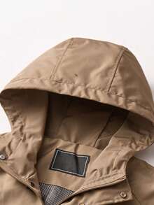 Men's Solid Color Casual Versatile Long Sleeve Jacket, Suitable For Daily Commute, Travel - Khaki - View 4