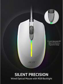 Acer OMW020 USB有線滑鼠 商務辦公人體工學 靜音光電 男女通用 遊戲通用 - 查看 5