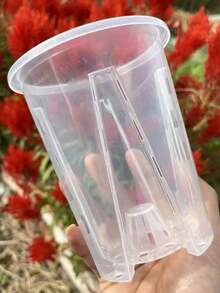 Self-Watering Orchid Pot, Root Control & Breathable, With Drainage Holes, White Transparent Specialized Pot, Suitable For Indoor And Outdoor Planting; Round Shape, Includes Matching Accessories, Features Self-Watering Function - Flower Pot - View 6