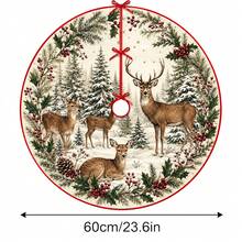 1pc Reindeer Pattern Christmas Tree Skirt, Elegant Color Holiday Decor, 5 Sizes, Unisex Holiday Gift, Suitable For Home And Party Christmas Home Decoration - Moose - View 13