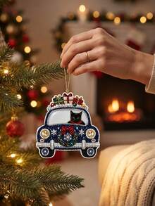 Custom Photo Car Pearl Painting Set, DIY 3D Diamond Painting Hanging Decor, Christmas Tree Home Decoration, Handmade Gift, Suitable For Pet Lovers Women Girls - Multicolor - View 5
