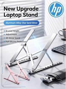 HP ZJ20 Portable Foldable Laptop Stand Vertical Computer Support Bracket Aluminum Alloy Heat Dissipation Stand 6-Level Adjustable Height Base Lightweight Storage Universal For Office And Home - View 3