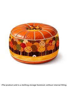 1pc Vintage Floral Storage Ottoman Footstool, Round Leather Decorative Footstool, Soft Padded Top, Decorative Extra Seating For Living Room, Bedroom, Dressing Room, Entryway And Small Spaces - View 18