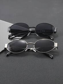 2 Pairs Men's Fashion Oval Glasses Set, Perfect Blend Of Modern Style And Classic Charm, Suitable For Vacation, Party, Daily Wear, Fits All Face Shapes - Multicolor - View 2