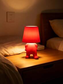 Flocked Flocked Surface Dimmable Rechargeable Decorative Small Desk Lamp, Soft Warm Light Creative Humanoid Design, Red Green Blue Pink Bedside Night Light, Suitable For Bedroom Living Room Desk Home Decor, Holiday Party Ornament Household Lighting - Rechargeable - View 3