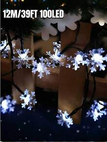 5M/7M/12M Solar Snowflake String Lights, Outdoor Waterproof Light String, 8 Lighting Modes,20/50/100 LED Fairy Light String,Gardens,Courtyards,Gatherings,Parties,Weddings,Christmas Trees,Houses,Balconies,Pavilions,Christmas Decorations,Seasonal Decor - Solar Christmas Snowflake Light - View 18