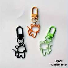 Cute Hollow Colorful Cat Keychain - Alloy Cartoon Pendant, Suitable For Car Keys And Backpacks, Perfect Women's Day Gift, Adorable Keychain - Multicolor - View 9
