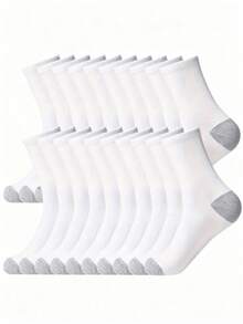 5/10/20 Pairs Men's All-Season Comfortable Sports Home Back To School Mid-Calf Socks, Unisex - Multicolor - View 3