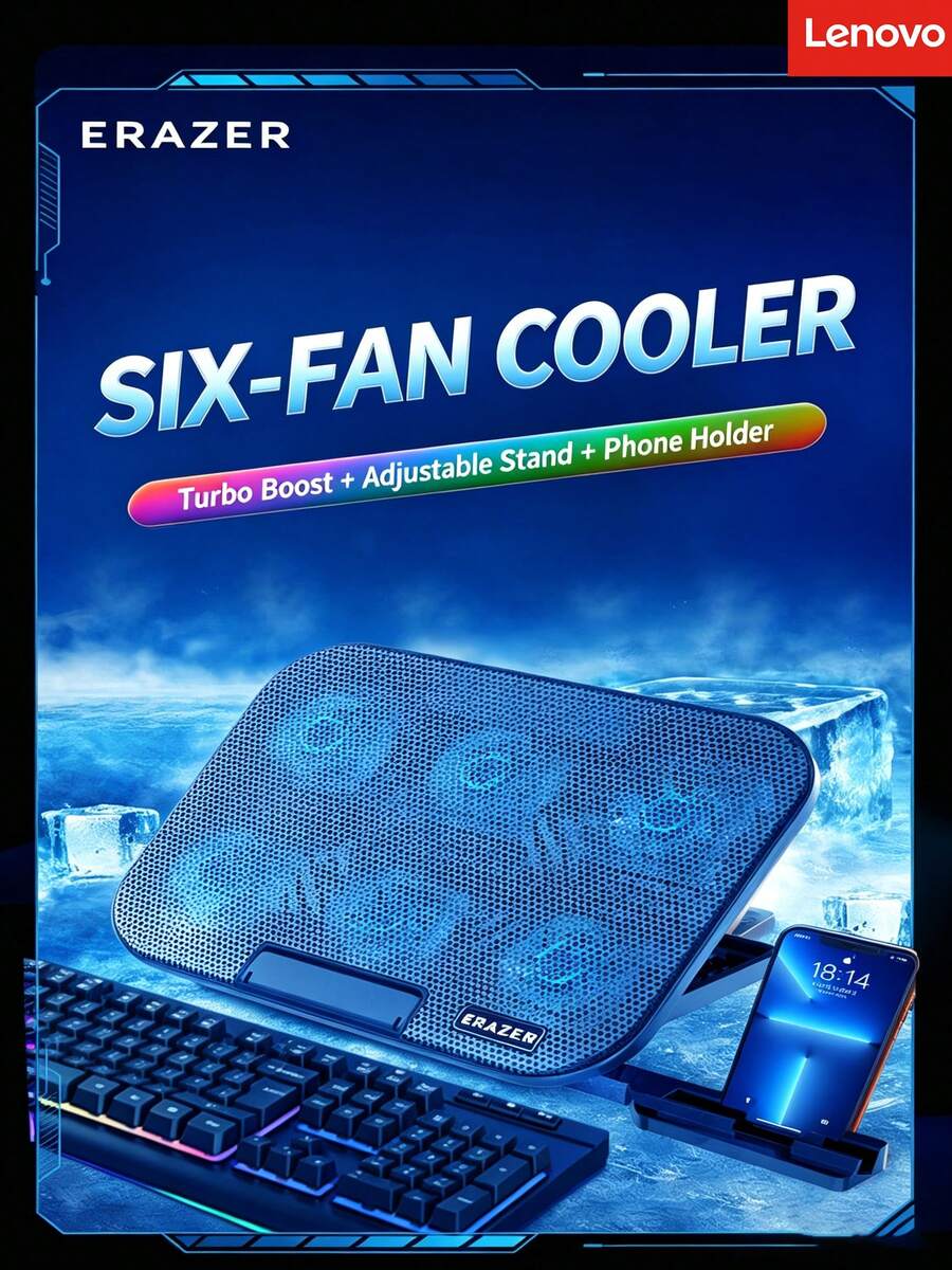 Lenovo R3 Laptop Cooler, 5-Level Adjustable Stand, Large-Size Compatible Cooling Base, Gaming And Office Laptop Cooling Pad - View 1