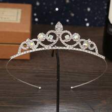 1pc Minimalist Fashion Girl Princess Crown Birthday Gift Party Hair Accessory - Silver - View 2
