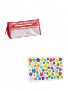 Transparent Mesh Large Capacity Pencil Case, Simple Transparent Pencil Bag, Student Mesh Bag, Simple Double Layer Compartment Pencil Case - Multicolor - View 8