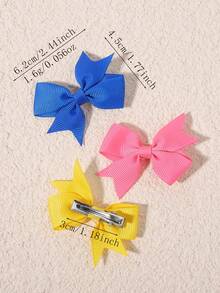 40pcs Multicolor Ribbed Bow Hair Clips Set, Children's Side Clips Daily Hair Accessories - Mixed color - View 6