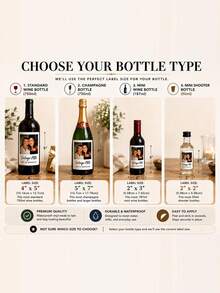 1-10pcs Custom Wine Bottle Labels, Personalized DIY Wine Bottle Stickers, Designed With Birthday Celebrant's Name And Birth Date. Stick On Red Wine Or Champagne Bottles To Create An Eye-Catching Visual Focal Point And Instantly Enhance Party Photo - Multicolor - View 11