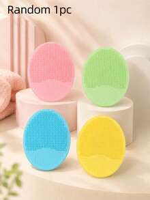 4pcs/2pcs/1pc Small Silicone Facial Cleansing Brush, Baby Shampoo Brush, Blackhead Remover, Soft Round Hair Washing Brush (Random Color) - Multicolor - View 9