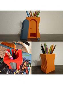 Giant Pencil Sharpener Shaped Pen Holder, Creative Personalized Desktop Stationery Storage Bucket, Fun Cute Desktop Decor Storage Container, Suitable For Office, School, Home - Multicolor - View 8
