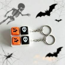 Clickable Skull + Bat 3D Printed Stress Relief Button, Home Office Desk Decor, Backpack Charm, Car Accessory, Multi-Functional Unique Keychain - Multicolor - View 7
