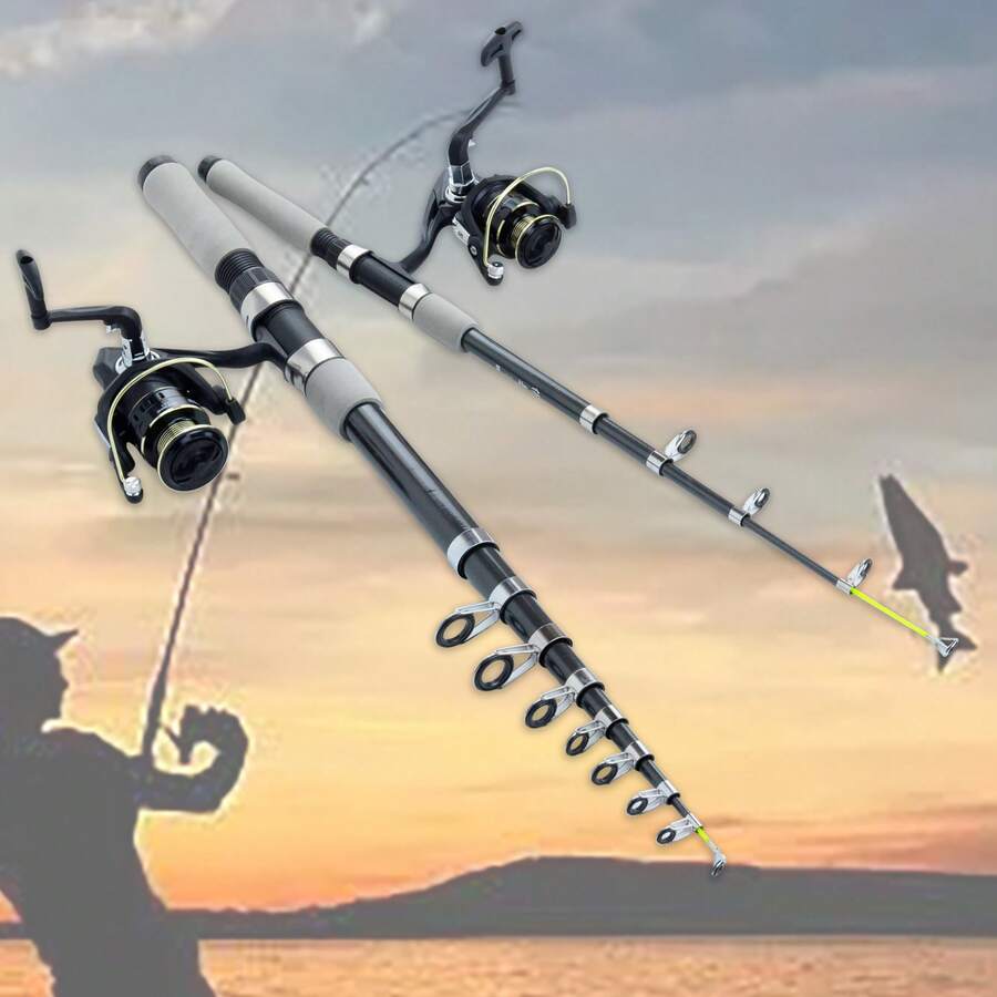 Lerutwis 1.8m-3.6m Sea Fishing Rod, Configurable With Fishing Reel, Gray Cork Handle, Carp Multi-Function Retractable Spinning Rod, Portable Travel Rod Fishing Tackle