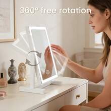 Touch Control Dimmable LED Makeup Mirror, 3 Light Colors, Desktop Style, Perfect For Bathroom, Vanity, Travel, Ideal Gift For Valentine's Day, Mother's Day, Birthday - Tabletop Mirror - View 4