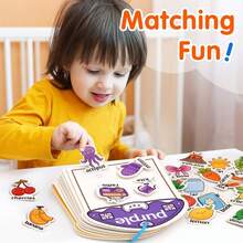 Montessori Busy Book Color Sorting Toy 3+, Educational Color Sorting Quiet Book, Parent-Child Interactive Number Cognition, Tear And Stick Book, Early Learning Color Cognition Book, Reusable Sticker Puzzle Toy For Toddlers - Multicolor - View 2