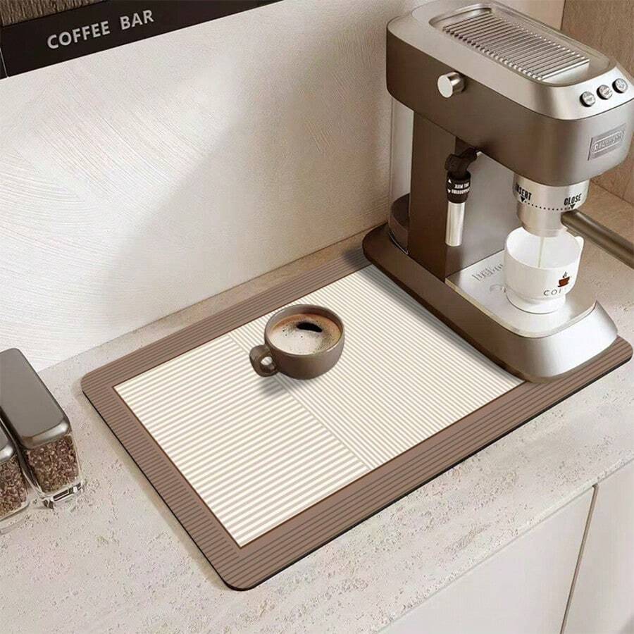 1pc Japanese Style Striped Print Extra Large Absorbent Mat, Bar Countertop Waterproof Mat, Drying Mat, Drainage Mat, Coffee Machine Mat, Washing Machine Top Protection Mat, Stove Top Mat, Dining Table Placemat, Mouse Pad, Coffee Cup | Tableware Drainage, Absorbent Quick-Drying, Waterproof And Oil-Resistant, Washable And Reusable, Suitable For Kitchen | Cafe, Tea Cup, Coffee Cup, Coffee Machine Accessories, Home Decor For Coffee Lovers, Rental Home Renovation, Perfect As Housewarming Gift, Halloween Gift, Christmas Gift - Multicolor - View 1