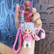 Cartoon Curly Hair Doll Keychain Pendant Cool Couple Character Charm Cute Bag Hanging Chain Creative Small Gift 1pc/2pcs,Purse Charms - Multicolor - View 15