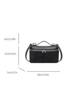 New Hand-Held Box Bag, Minimalist Style Shoulder Crossbody Bag - Black - View 3