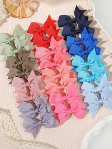 40pcs Multicolor Ribbed Bow Hair Clips Set, Children's Side Clips Daily Hair Accessories - Mixed color - View 4