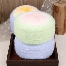 200g Gradient Color Cake Mohair Yarn, Fluffy Fuzzy Variegated Yarn For Handmade DIY Crochet Knitting Scarf, Cardigan, Blanket, Yarn Ball - 200 Grams - View 6