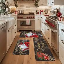 1/2/3pcs Christmas Theme Kitchen Rug, Flannel Kitchen Mat, Soft Comfortable Absorbent Non-Slip Machine Washable With Non-Slip Backing, Suitable For Multiple Scenes: Entrance, Living Room, Bedroom, Kitchen, Dining Room, Bathroom, Laundry Room, Hallway, Christmas Holiday Home Decor Mat - Multicolor - View 5
