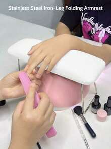 1pc High Rebound PU Nail Arm Rest, Foldable, Suitable For Gel Lamp, Soft Cushion, Waterproof & Stain-Resistant Design, Suitable For Nail Art - White - View 2