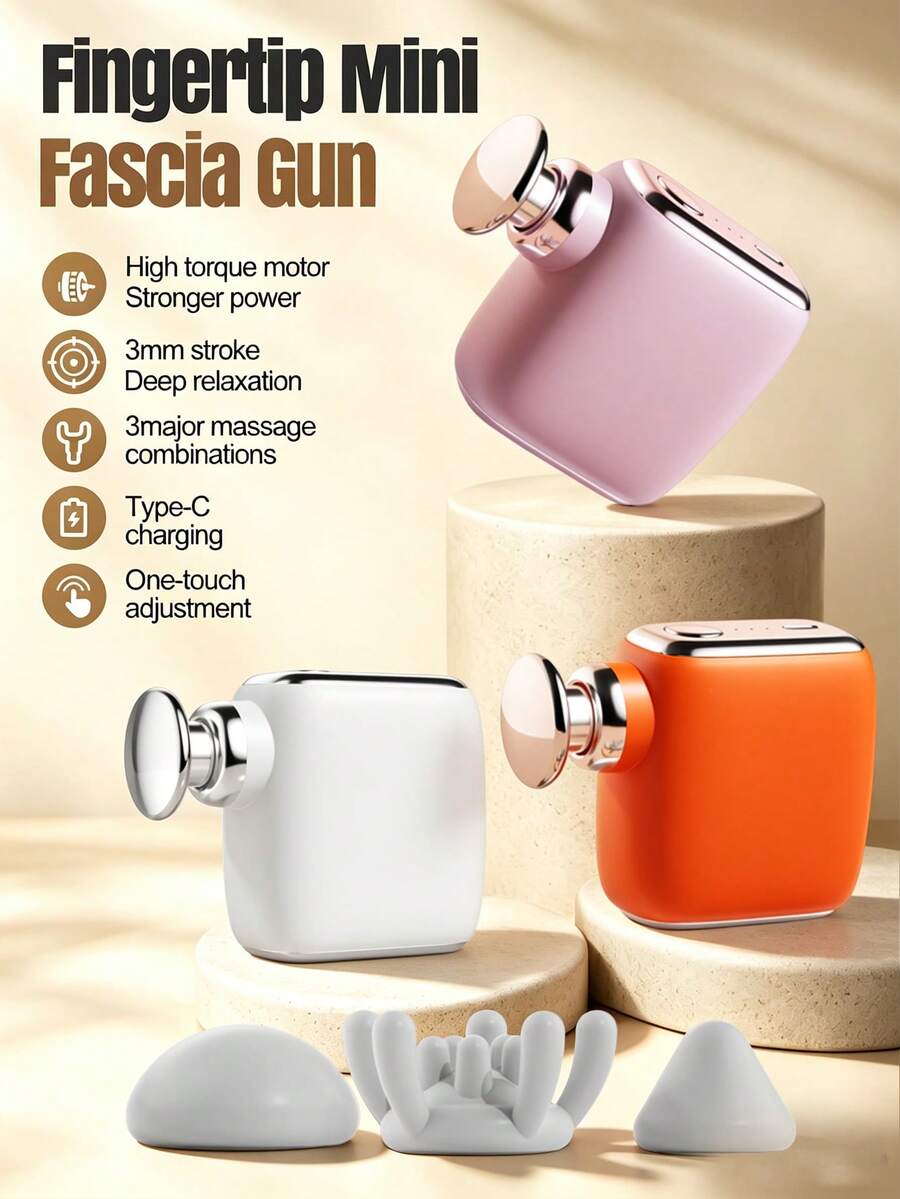 ALUSHEE Portable Mini Fascia Massage Gun, Lightweight Body Design, Powerful Performance, 3600RPM Rotation Speed. Deep Tissue Muscle Massager, Battery Capacity: 600mAh, Built-In Large Capacity Battery, Type-C Charging Port. Mini Vibration Massager, Suitable For Travel, Office, Gym And Other Scenarios, Can Relieve Shoulder, Neck, Leg Pain - View 1