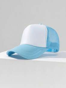 1pc Unisex Colorblock Mesh Breathable Baseball Cap, Foam Trucker Hat, Suitable For Baseball, Badminton, Running, Hiking, Fishing, Daily Wear - Multicolor - View 2
