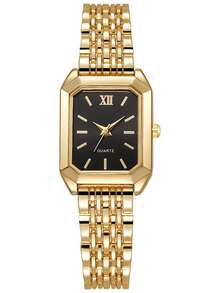 1pc Women's Watch Set, Fashion Classic 5-Bezel Bracelet Watch, Square Dial, Suitable For Daily Wear And Gifting - Gold - View 7