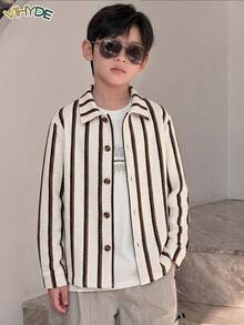 Vihyde Tween Boys Casual Striped Waffle Knit Long Sleeve Shirt Inner Layer Outerwear All Season Wear Fall Outfits - Multicolor - View 2