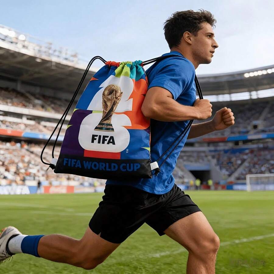 10pcs/2026 FIFA Drawstring Gym Bag, Suitable For World Cup, Hiking And Travel Backpack, Football Backpack, Basketball Backpack, With Creative Pattern, Essential For Watching World Cup, Black Rope And White Rope Randomly Shipped - Multicolor - View 1