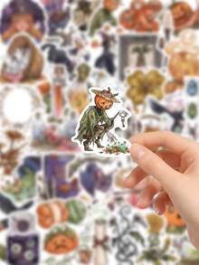 50Pcs Halloween Little Witch Stickers, Kids Cute Cartoon Decals For Journal Water Bottle DIY Craft Decor - Multicolor - View 4