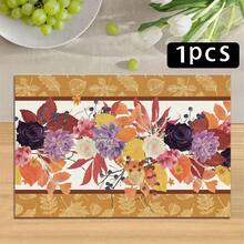 1/4/6pcs Autumn Series Vintage Floral Maple Leaf Border Pattern Printed Placemats, Heat-Resistant Table Mats For Home Kitchen, Table Protection, Kitchen Dining Table, Party Decor - Multicolor - View 15