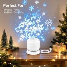 USB Dynamic White Snowflake Projection Light, Indoor Snowflake Projector, LED Rotating Snowflake Light Landscape Decoration, Suitable For Wedding Party, Gathering, Party Floor, Ceiling, Create Holiday Atmosphere, Room, Living Room, Bedroom, Thanksgiving, Christmas, Halloween - D-White - View 10