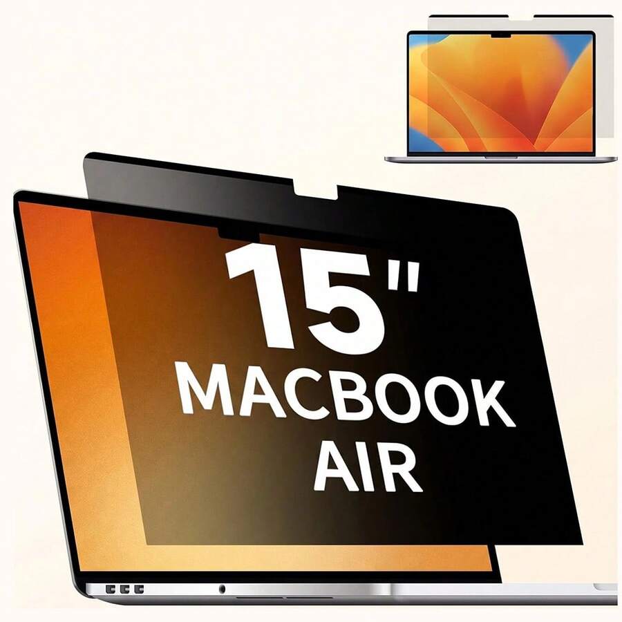 Magnetic Privacy Screen Protector Compatible With For MacBook Air 15 Inch (2023-2025, M2, M3,M4)- A2941 A3114 Removable Anti Glare Shield Laptop Privacy Filter,For Office, Airport, Cafe And Other Public Area - View 1